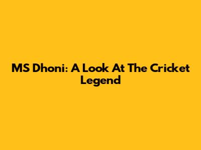 MS Dhoni: A Look At The Cricket Legend