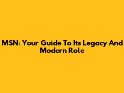 MSN: Your Guide To Its Legacy And Modern Role
