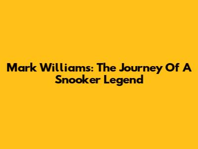 Mark Williams: The Journey Of A Snooker Legend