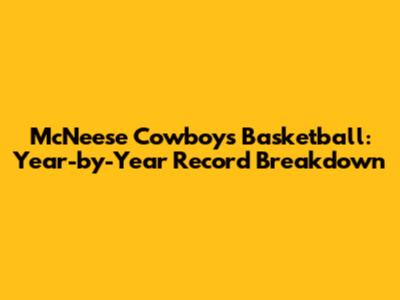 McNeese Cowboys Basketball: Year-by-Year Record Breakdown