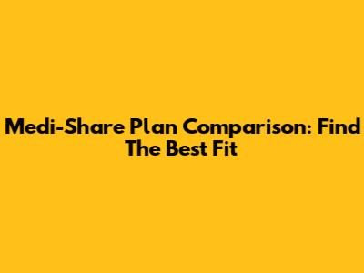 Medi-Share Plan Comparison: Find The Best Fit