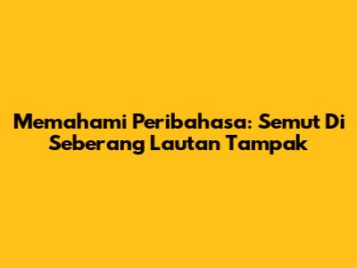 Memahami Peribahasa: Semut Di Seberang Lautan Tampak