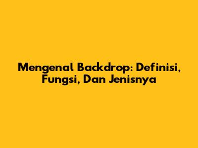 Mengenal Backdrop: Definisi, Fungsi, Dan Jenisnya