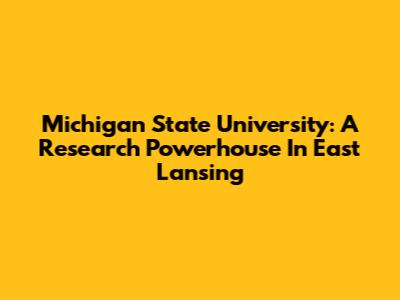 Michigan State University: A Research Powerhouse In East Lansing