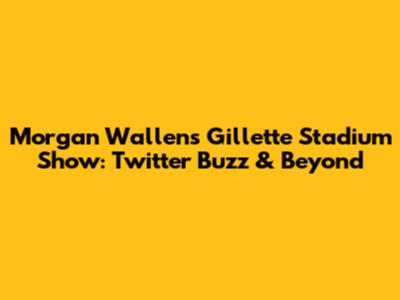 Morgan Wallen's Gillette Stadium Show: Twitter Buzz & Beyond