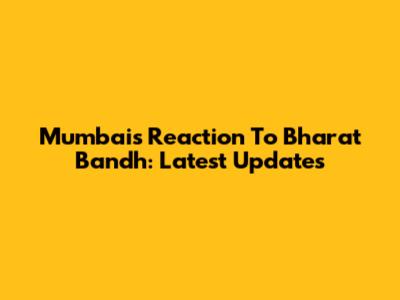 Mumbai's Reaction To Bharat Bandh: Latest Updates