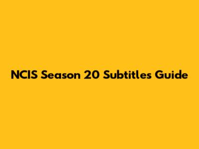 NCIS Season 20 Subtitles Guide