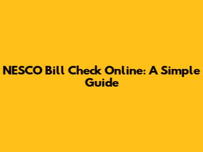 NESCO Bill Check Online: A Simple Guide