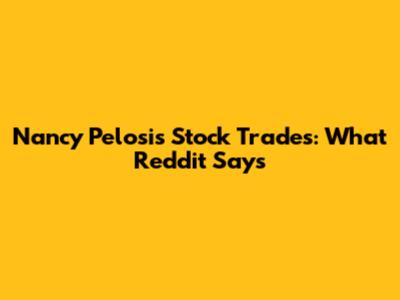 Nancy Pelosi's Stock Trades: What Reddit Says