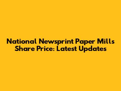 National Newsprint Paper Mills Share Price: Latest Updates