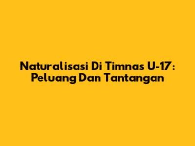Naturalisasi Di Timnas U-17: Peluang Dan Tantangan