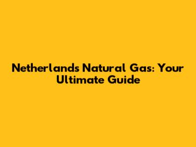 Netherlands Natural Gas: Your Ultimate Guide