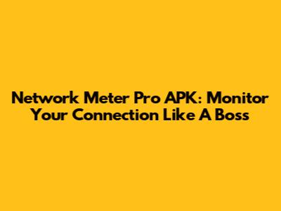 Network Meter Pro APK: Monitor Your Connection Like A Boss