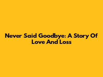 Never Said Goodbye: A Story Of Love And Loss