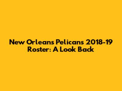 New Orleans Pelicans 2018-19 Roster: A Look Back