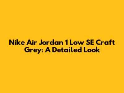 Nike Air Jordan 1 Low SE Craft Grey: A Detailed Look