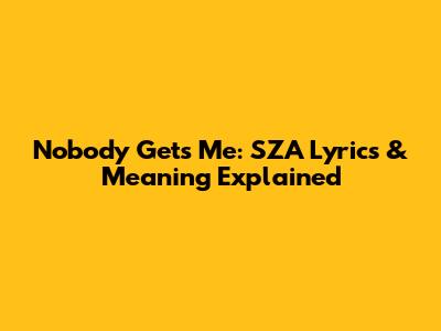 Nobody Gets Me: SZA Lyrics & Meaning Explained