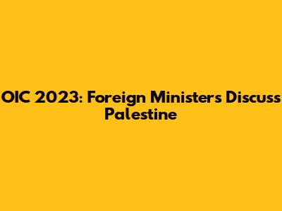 OIC 2023: Foreign Ministers Discuss Palestine
