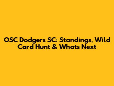 OSC Dodgers SC: Standings, Wild Card Hunt & What's Next