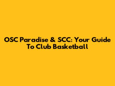 OSC Paradise & SCC: Your Guide To Club Basketball