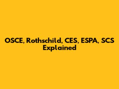 OSCE, Rothschild, CES, ESPA, SCS Explained