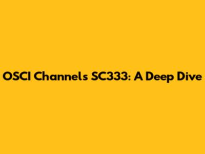 OSCI Channels SC333: A Deep Dive