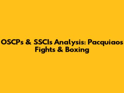 OSCP's & SSCI's Analysis: Pacquiao's Fights & Boxing