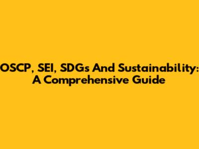 OSCP, SEI, SDGs And Sustainability: A Comprehensive Guide