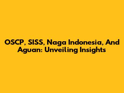 OSCP, SISS, Naga Indonesia, And Aguan: Unveiling Insights