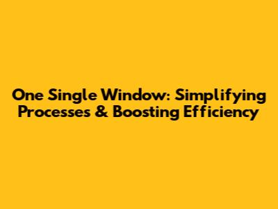 One Single Window: Simplifying Processes & Boosting Efficiency