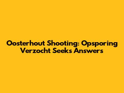 Oosterhout Shooting: Opsporing Verzocht Seeks Answers