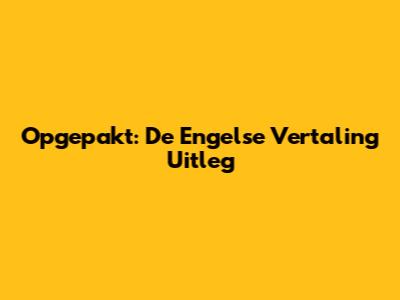 Opgepakt: De Engelse Vertaling Uitleg