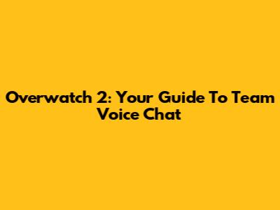 Overwatch 2: Your Guide To Team Voice Chat