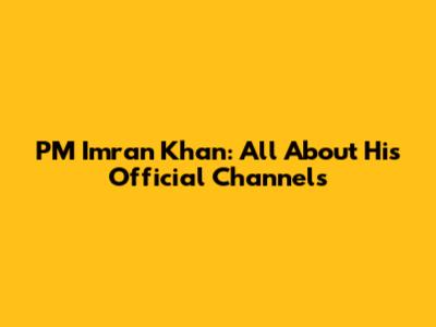 PM Imran Khan: All About His Official Channels