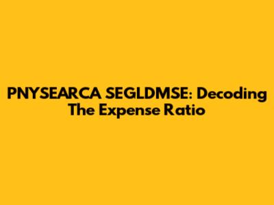 PNYSEARCA SEGLDMSE: Decoding The Expense Ratio