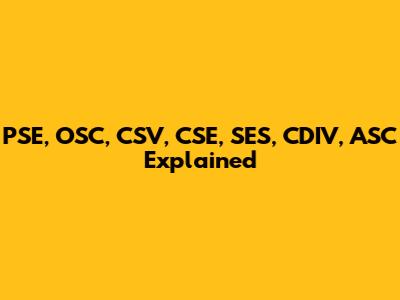 PSE, OSC, CSV, CSE, SES, CDIV, ASC Explained