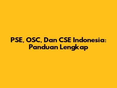 PSE, OSC, Dan CSE Indonesia: Panduan Lengkap