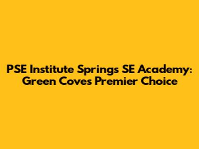 PSE Institute Springs SE Academy: Green Cove's Premier Choice