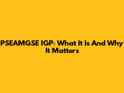 PSEAMGSE IGP: What It Is And Why It Matters