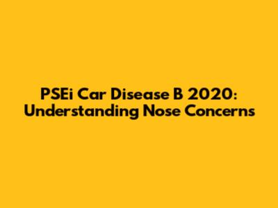 PSEi Car Disease B 2020: Understanding Nose Concerns