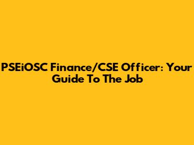 PSEiOSC Finance/CSE Officer: Your Guide To The Job