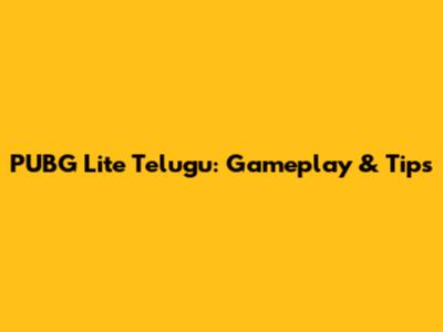 PUBG Lite Telugu: Gameplay & Tips