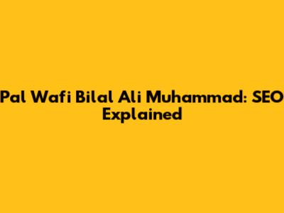 Pal Wafi Bilal Ali Muhammad: SEO Explained