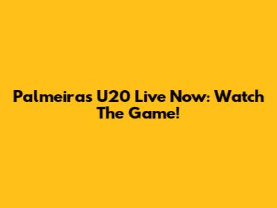 Palmeiras U20 Live Now: Watch The Game!