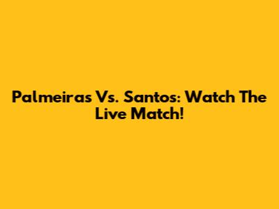 Palmeiras Vs. Santos: Watch The Live Match!