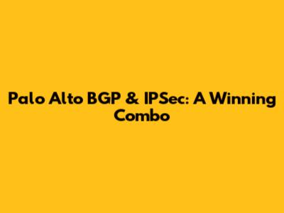 Palo Alto BGP & IPSec: A Winning Combo