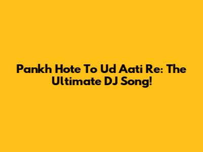 Pankh Hote To Ud Aati Re: The Ultimate DJ Song!