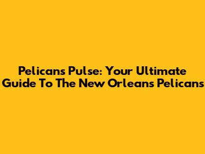 Pelicans Pulse: Your Ultimate Guide To The New Orleans Pelicans