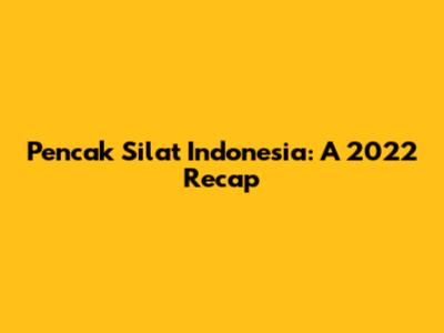 Pencak Silat Indonesia: A 2022 Recap