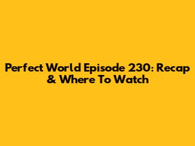 Perfect World Episode 230: Recap & Where To Watch
